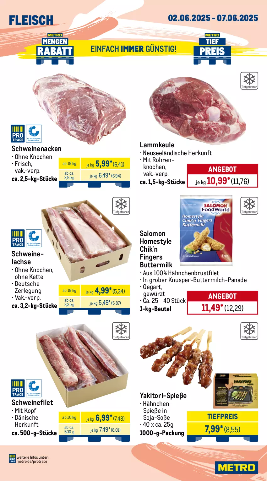Aktueller Prospekt Metro - Wochen-Angebote Gastro - von 02.06 bis 07.06.2025 - strona 3 - produkty: angebot, beutel, brustfilet, butter, buttermilch, decke, Deckel, eis, entrecôte, filet, fleisch, gewürz, hackfleisch, hackfleisch gemischt, hähnchenbrust, hähnchenbrustfilet, Kette, lachs, lamm, lammkeule, Metro, milch, pute, putenschnitzel, reis, rind, rinder, Rindersteak, rindfleisch, salomon, Schal, Schale, schinken, schnitzel, schwein, schweine, schweinefilet, Schweinelachs, schweinenacken, soja, Soße, steak, steakhüfte, Ti, tiefpreis, wein, weine