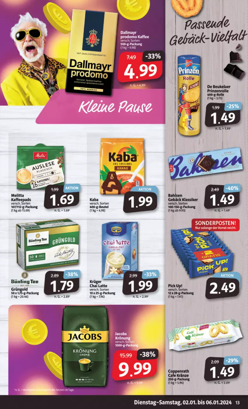 Aktueller Prospekt Markant - Prospekte - von 02.01 bis 06.01.2024 - strona 13 - produkty: beutel, bünting tee, de beukelaer, krüger, latte, prinzenrolle, tee, Ti