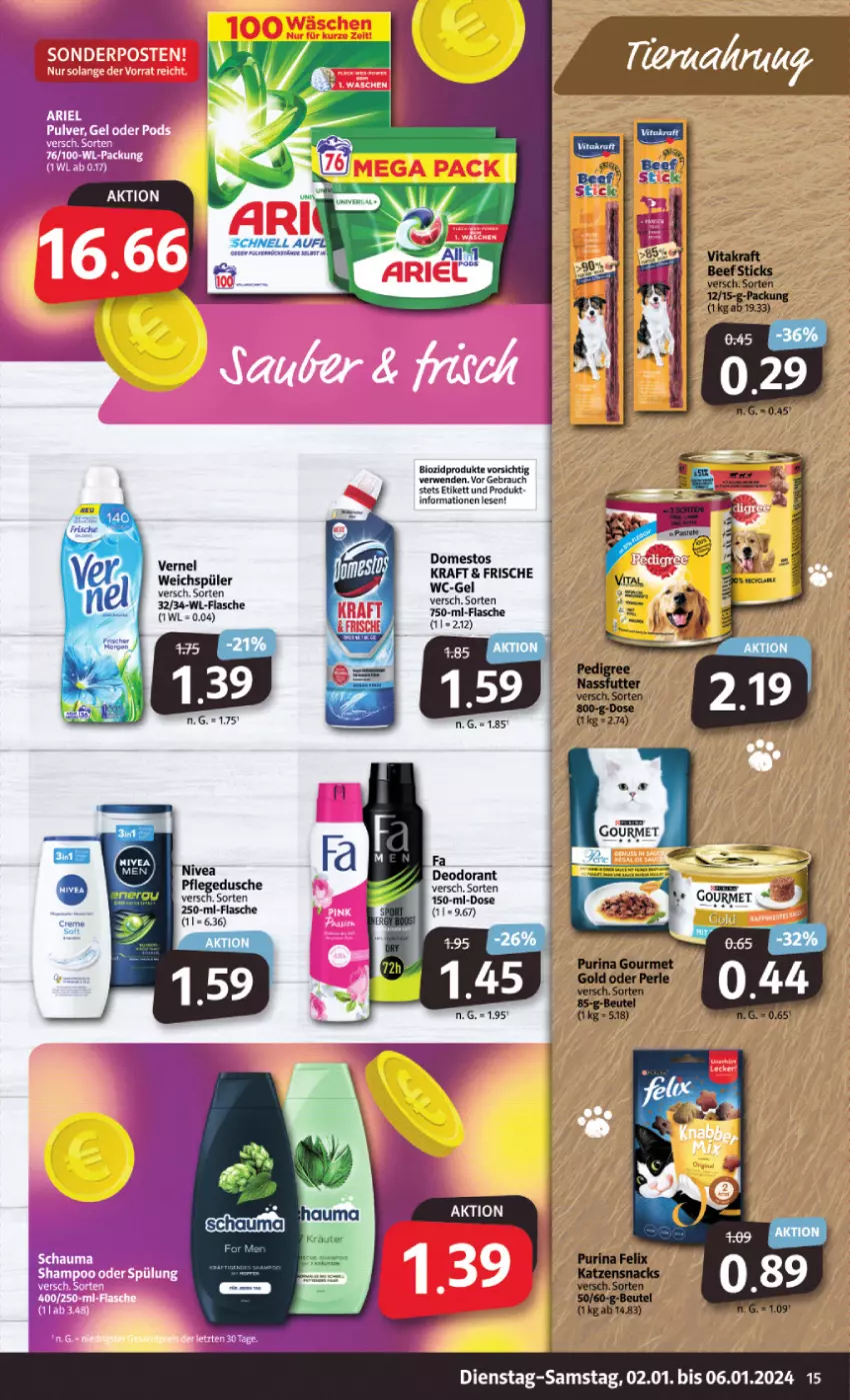 Aktueller Prospekt Markant - Prospekte - von 02.01 bis 06.01.2024 - strona 15 - produkty: bio, biozidprodukte, deo, deodorant, domestos, flasche, kraft, Rauch, rwe, Ti