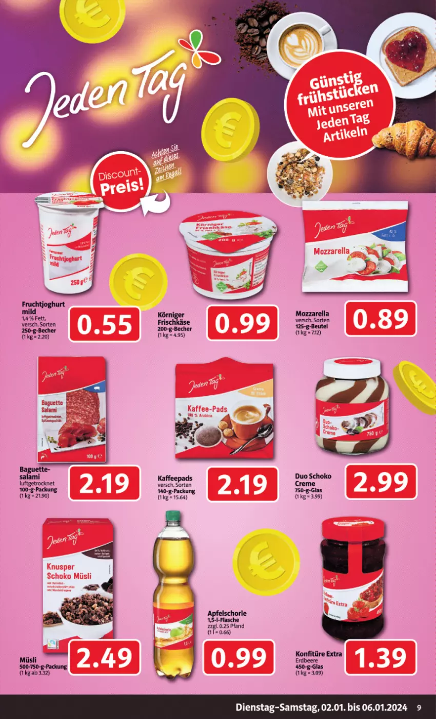 Aktueller Prospekt Markant - Prospekte - von 02.01 bis 06.01.2024 - strona 9 - produkty: beere, creme, erdbeere, flasche, kaffee, kaffeepads, konfitüre, konfitüre extra, müsli, schoko