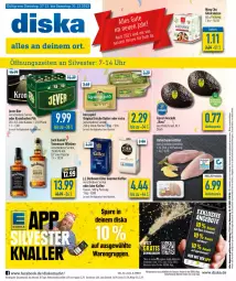 Gazetka promocyjna Diska - Prospekte - Gazetka - ważna od 31.12 do 31.12.2022 - strona 1 - produkty: aktionspreis, angebot, angebote, avocado, Becher, bier, brustfilet, butter, darbo, darboven, deka, eilles gourmet, eis, filet, flasche, gin, hähnchenbrust, hähnchenbrustfilet, irische butter, jack daniel, jack daniel's, jack daniels, jever, kaffee, keks, kekse, kerrygold, krombache, krombacher, krombacher pils, nuss, pils, reis, tennessee whiskey, Ti, whiskey, ZTE