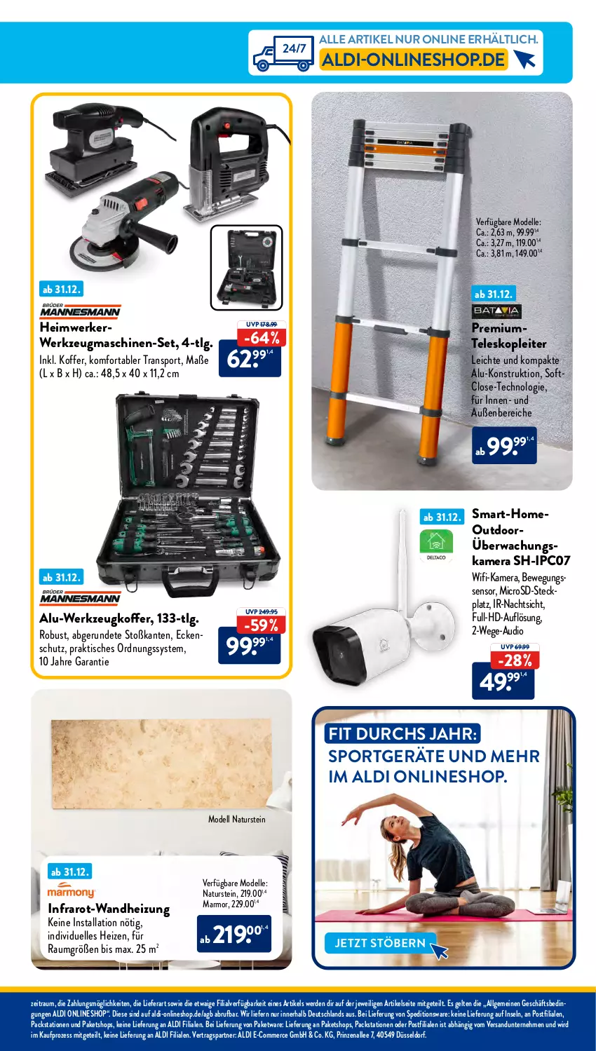 Aktueller Prospekt AldiSud - NÄCHSTE WOCHE - von 02.01 bis 06.01.2023 - strona 47 - produkty: aldi, Bewegungssensor, dell, elle, erde, kamera, koffer, LG, microsd, Mode, natur, naturstein, rwe, Sport, Teleskop, Ti, tisch, werkzeug