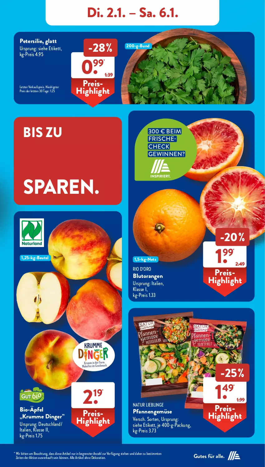 Aktueller Prospekt AldiSud - NÄCHSTE WOCHE - von 02.01 bis 06.01.2023 - strona 5 - produkty: alle artikel ohne dekoration, beutel, bio, Blutorange, dekoration, eis, natur, orange, orangen, petersilie, pfanne, pfannen, reis, rum, Ti, ZTE