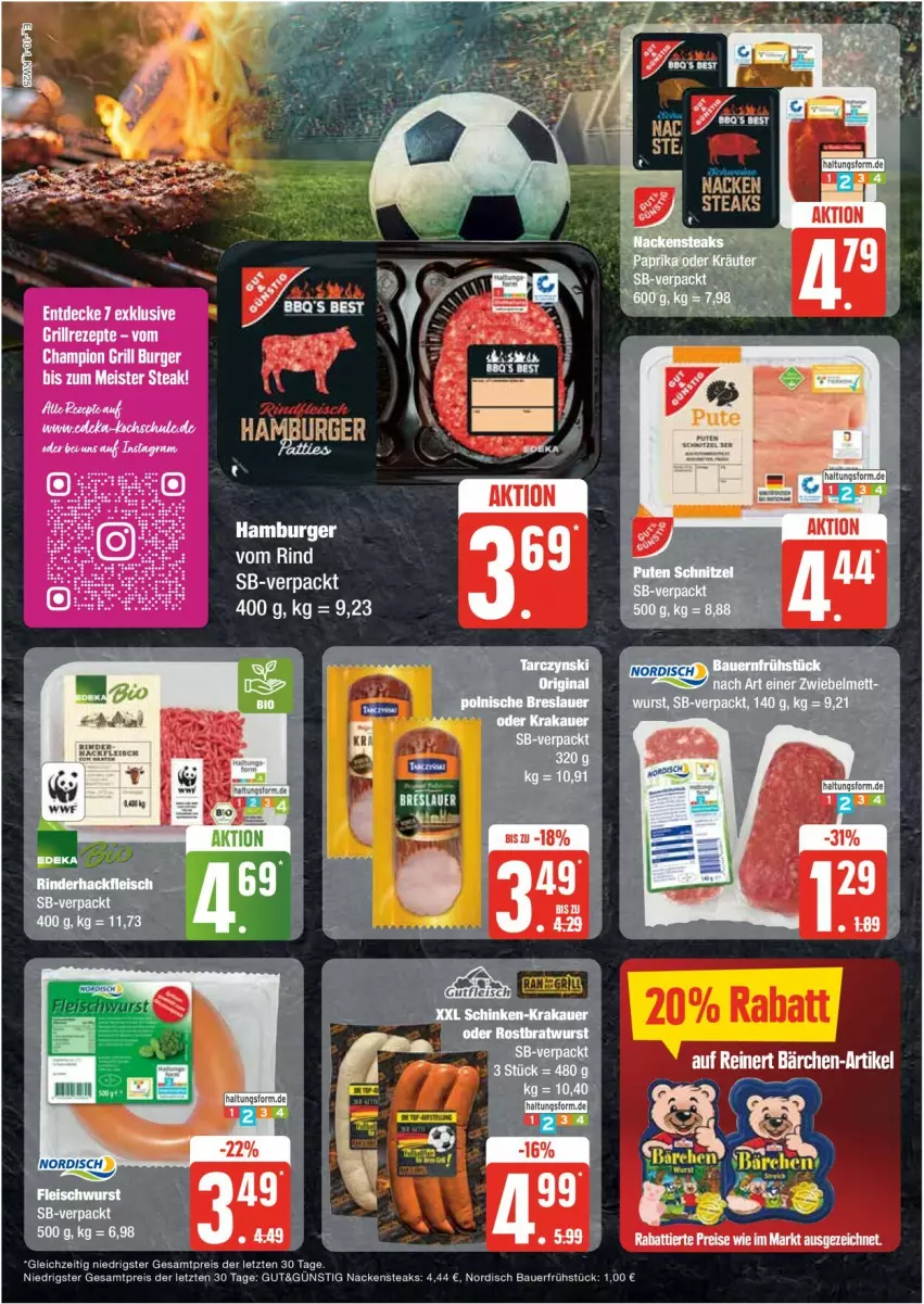 Aktueller Prospekt Edeka - Prospekte - von 17.06 bis 22.06.2024 - strona 10 - produkty: auer, Bau, Bauer, eis, Nackensteak, nackensteaks, reis, rind, steak, steaks, Ti, ZTE