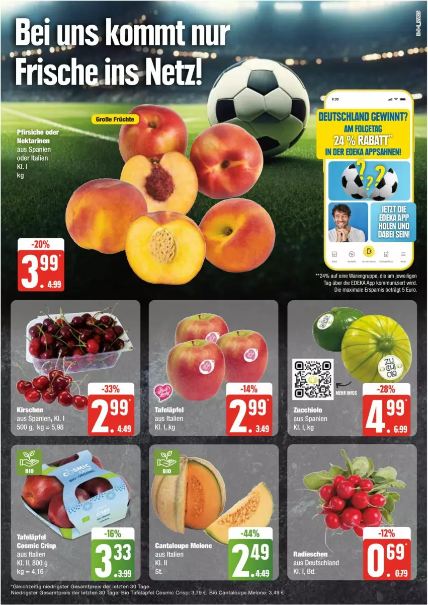 Aktueller Prospekt Edeka - Prospekte - von 17.06 bis 22.06.2024 - strona 5 - produkty: bio, deka, eier, eis, früchte, LG, melone, reis, sahne, tafeläpfel, Ti, ZTE