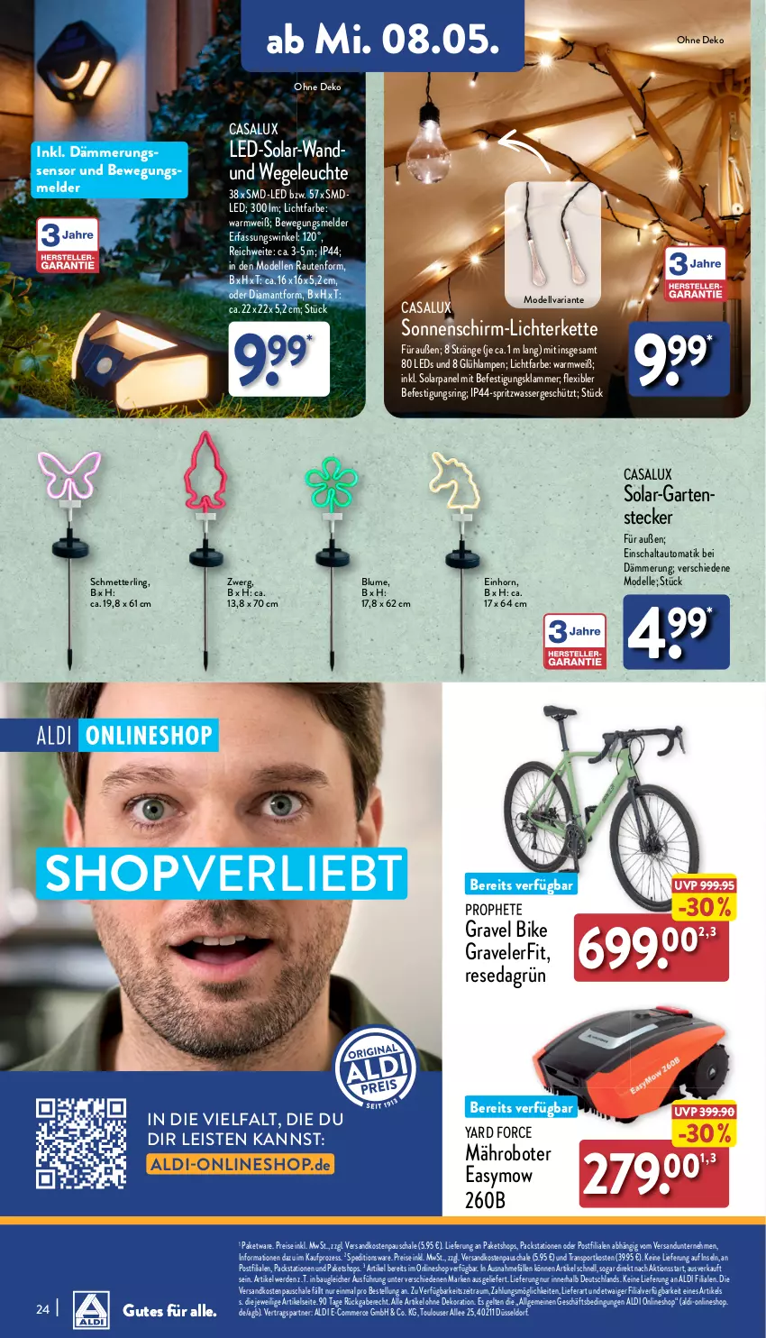 Aktueller Prospekt Aldi Nord - Von Montag - von 06.05 bis 11.05.2024 - strona 24 - produkty: aldi, alle artikel ohne dekoration, auto, Bau, blume, dekoration, dell, eis, elle, erde, Garten, gsw, Kette, lamm, Lampe, leds, Leuchte, LG, lichterkette, mähroboter, Mett, Mode, ndk, prophete, reis, Ria, ring, Schal, Schale, Schmetterling, sonnenschirm, Sport, Ti, wasser