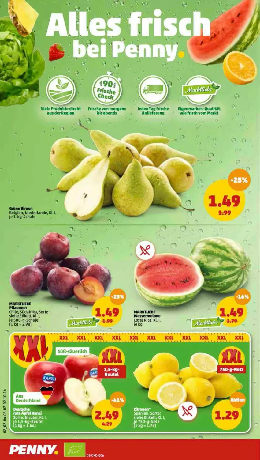 Aktueller Prospekt Penny - Prospekte - von 11.04 bis 16.04.2022 - strona 2 - produkty: eier, LG, melone, pflaume, pflaumen, Schal, Schale, Ti, wasser, wassermelone