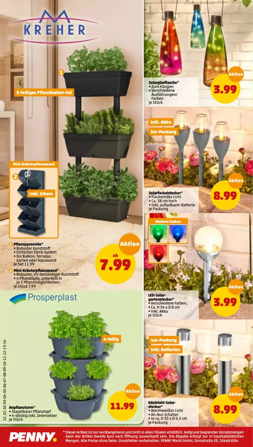 Aktueller Prospekt Penny - Prospekte - von 11.04 bis 16.04.2022 - strona 22 - produkty: akku, batterie, edelstahl, eier, eis, Garten, kräuter, lack, Lacke, Pflanztopf, reis, Schal, Solarfackel, Ti, topf, Untersetzer