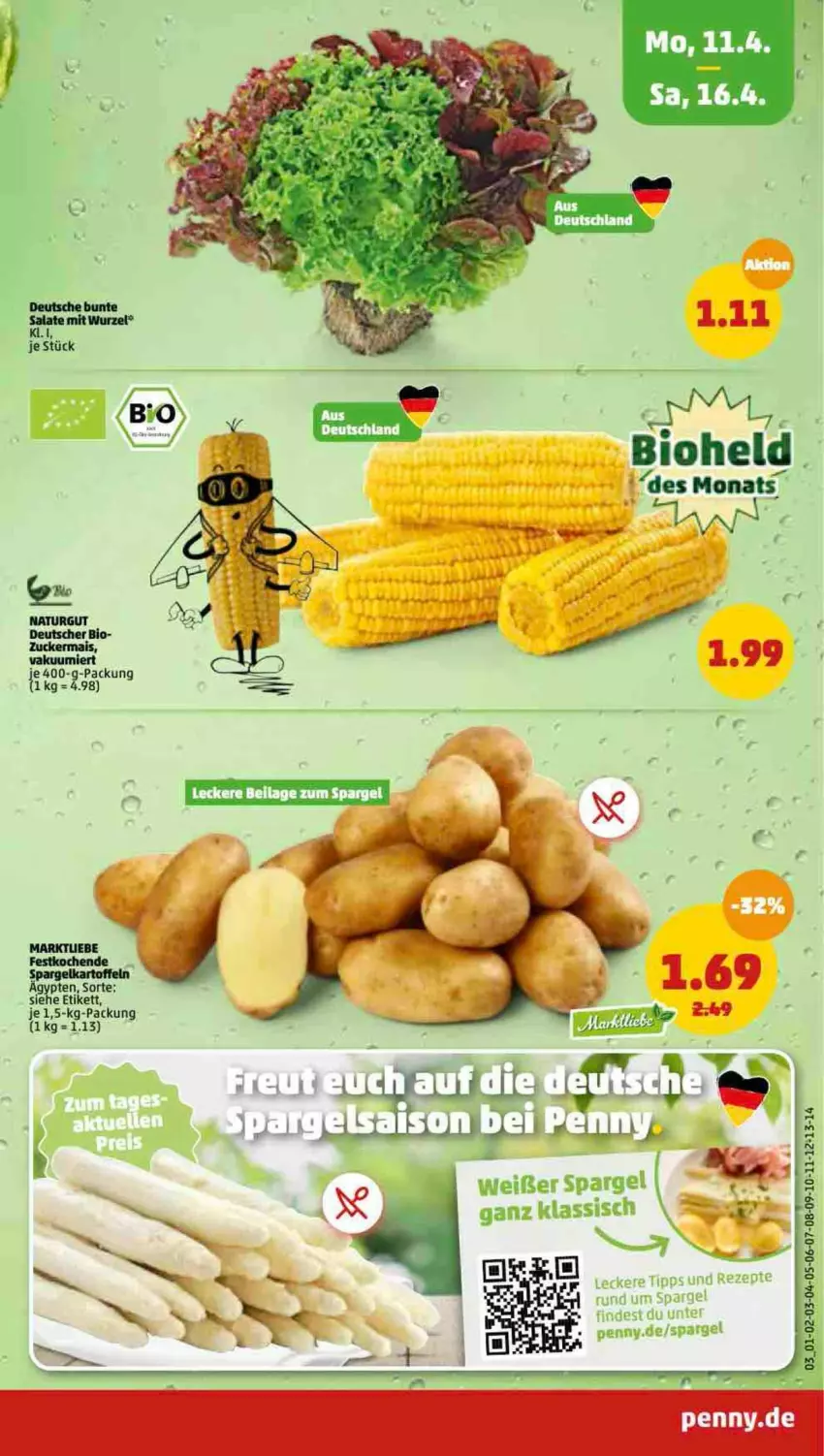 Aktueller Prospekt Penny - Prospekte - von 11.04 bis 16.04.2022 - strona 3 - produkty: bio, mais, natur, spargel, Ti, zucker, zuckermais