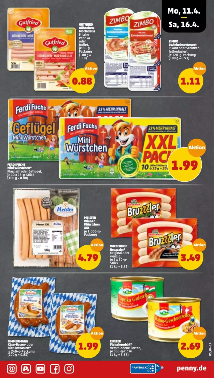 Aktueller Prospekt Penny - Prospekte - von 11.04 bis 16.04.2022 - strona 5 - produkty: bacon, bier, bratwurst, Geflügel, Käse, Mett, mettwurst, paprika, Ti, wiesenhof, wurst, würstchen, zimbo, zwiebel, zwiebelmettwurst