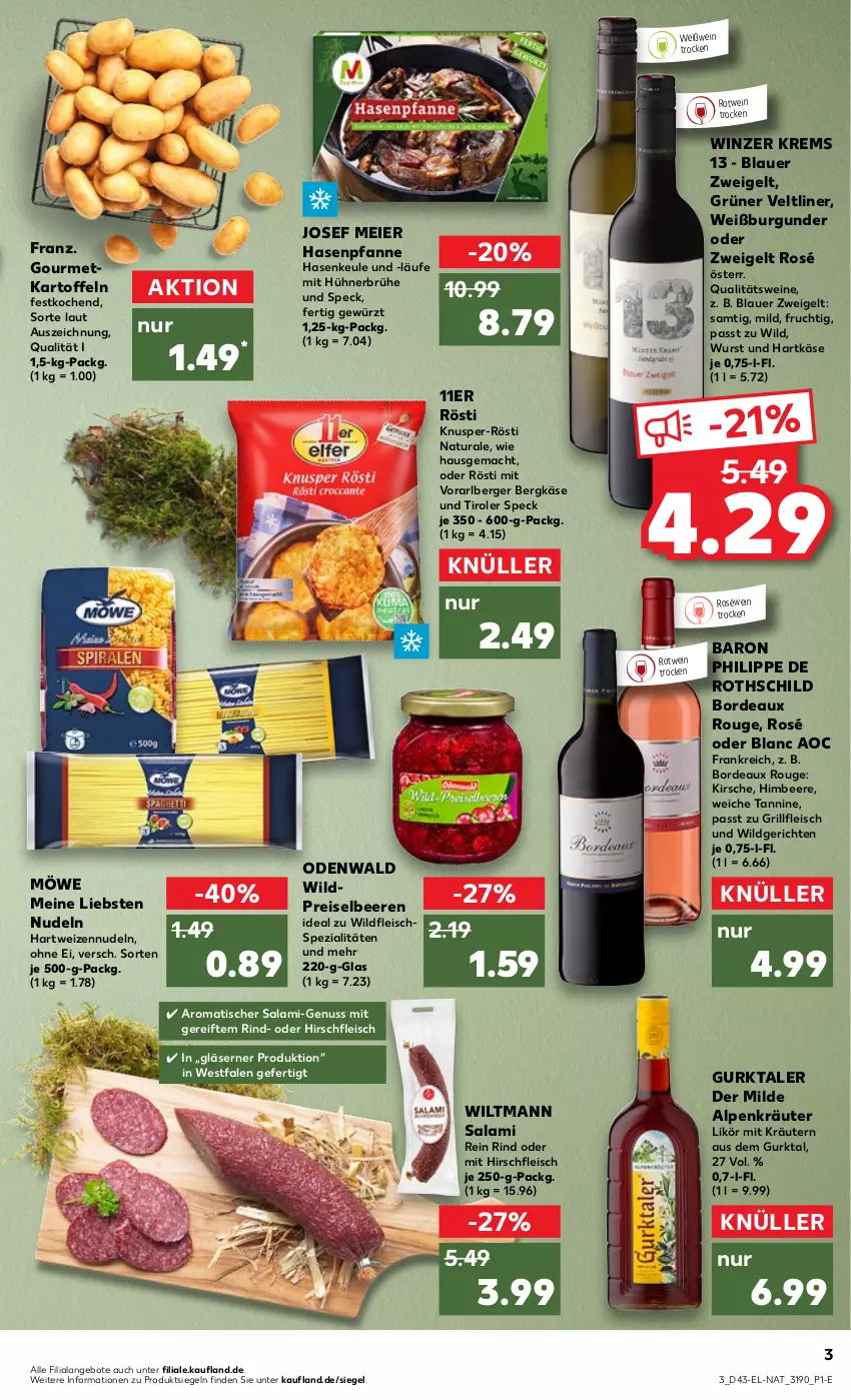 Aktueller Prospekt Kaufland - von 27.10 bis 02.11.2022 - strona 3 - produkty: angebot, angebote, auer, beere, beeren, Berger, Bergkäse, blauer zweigelt, Brühe, burgunder, eier, eis, fleisch, frucht, gewürz, Gläser, grill, grüner veltliner, Gurktaler, hartkäse, hartweizen, himbeer, himbeere, hühner, kartoffel, kartoffeln, Käse, kirsch, kirsche, kräuter, kräutern, likör, mac, natur, natura, nudel, nudeln, nuss, odenwald, pfanne, qualitätswein, qualitätsweine, reis, rind, roséwein, rotwein, rouge, salami, Speck, Spezi, Ti, tisch, wein, weine, Weißburgunder, Weißwein, Wild, wiltmann, wurst, Zweigelt