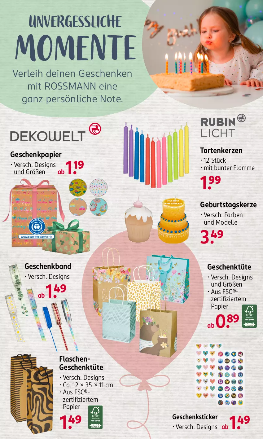 Aktueller Prospekt Rossmann - Prospekte - von 29.01 bis 25.02.2024 - strona 4 - produkty: auer, dell, elle, Engel, ente, flasche, Geschenkpapier, kerze, lamm, Mode, papier, Ti, torte, Tüte