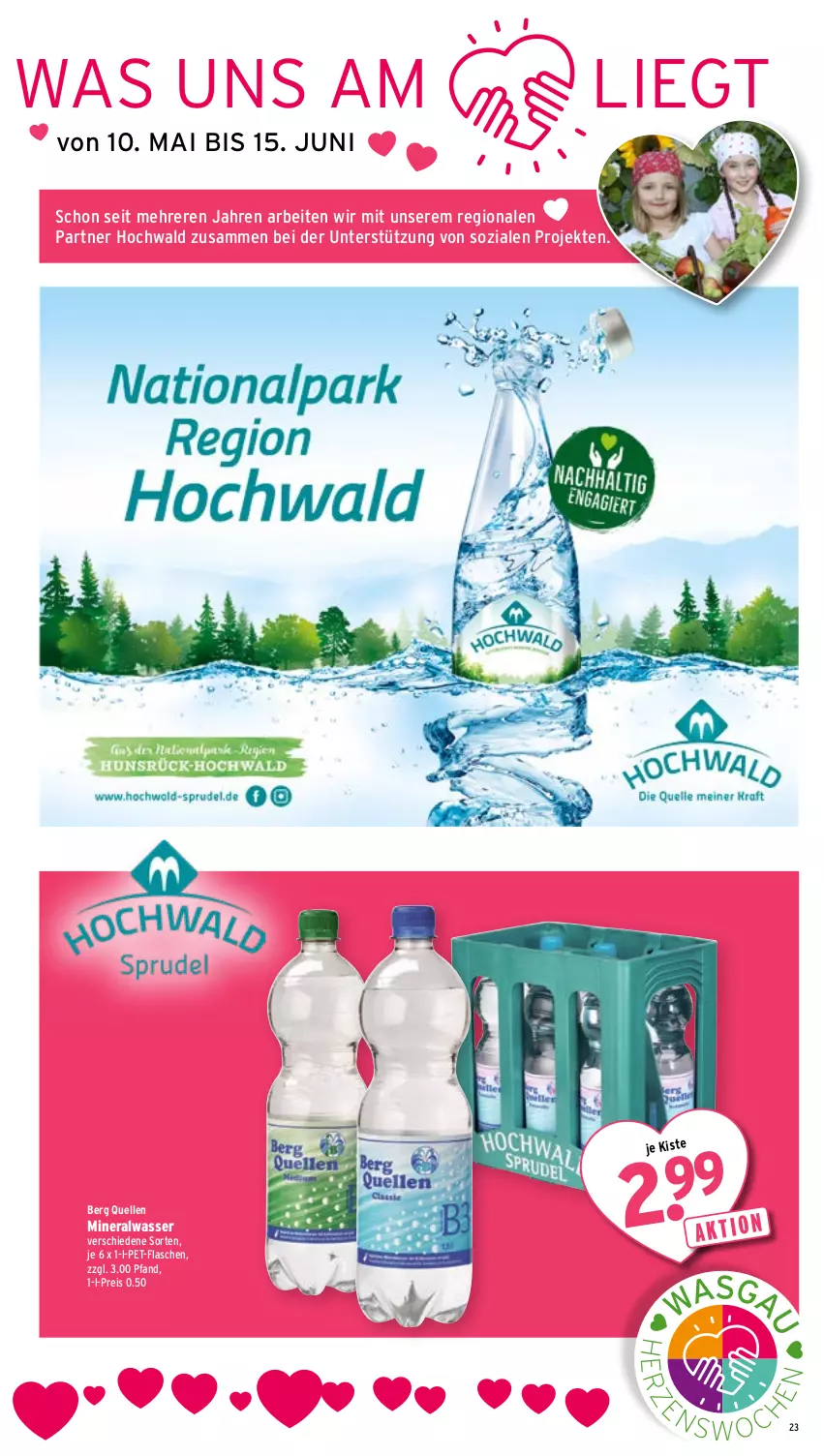 Aktueller Prospekt Wasgau - von 13.05 bis 18.05.2024 - strona 23 - produkty: Alwa, eis, elle, flasche, hochwald, mineralwasser, pet-flasche, pet-flaschen, reis, Ti, wasser