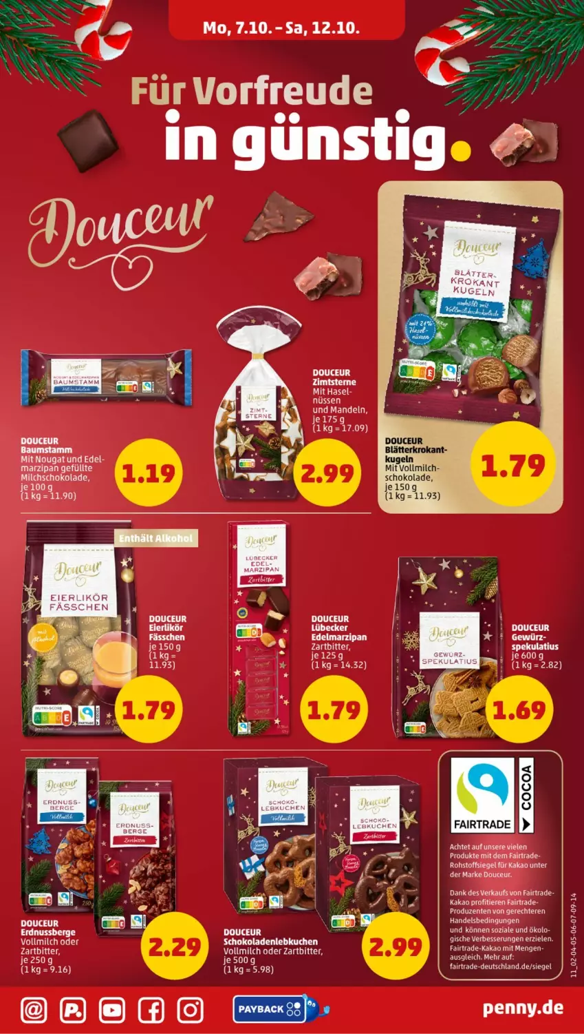 Aktueller Prospekt Penny - Prospekte - von 07.10 bis 12.10.2024 - strona 11 - produkty: Bau, Edelmarzipan, kakao, kuchen, Kugel, Lebkuchen, mandel, mandeln, marzipan, milch, schoko, schokolade, schokoladen, tee, Ti, Tiere, vollmilch