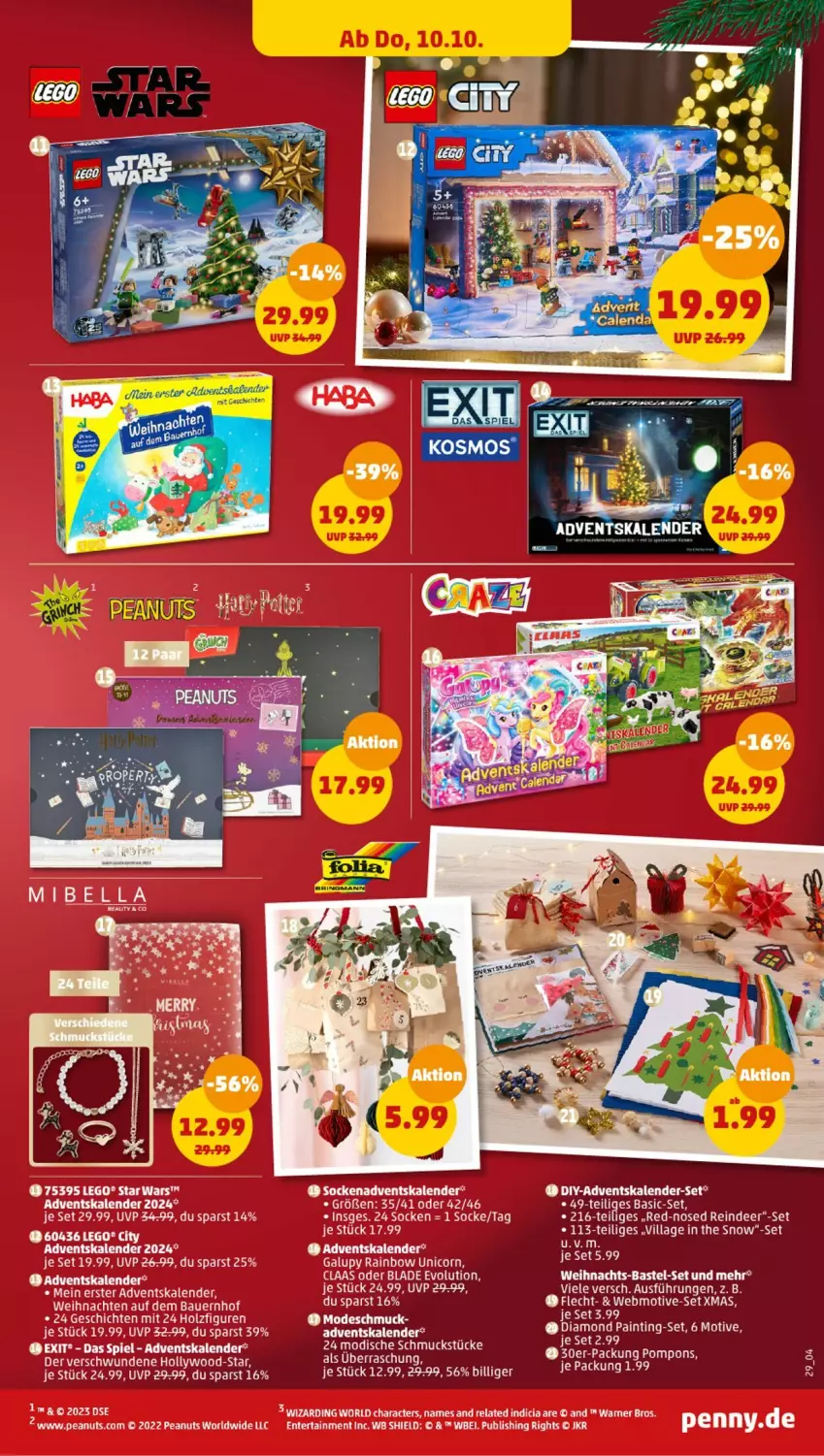 Aktueller Prospekt Penny - Prospekte - von 07.10 bis 12.10.2024 - strona 29 - produkty: Adventskalender, dell, ente, LEGO®, Mode, rel, Schmuck, Sierra, socken, tee, Ti, xmas