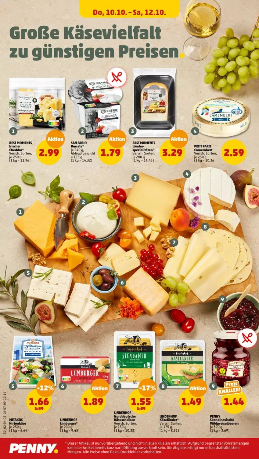 Aktueller Prospekt Penny - Prospekte - von 07.10 bis 12.10.2024 - strona 32 - produkty: auer, bio, burger, Burrata, camembert, cheddar, eis, hirtenkäse, Käse, käsescheiben, Limburger, reis, Ti