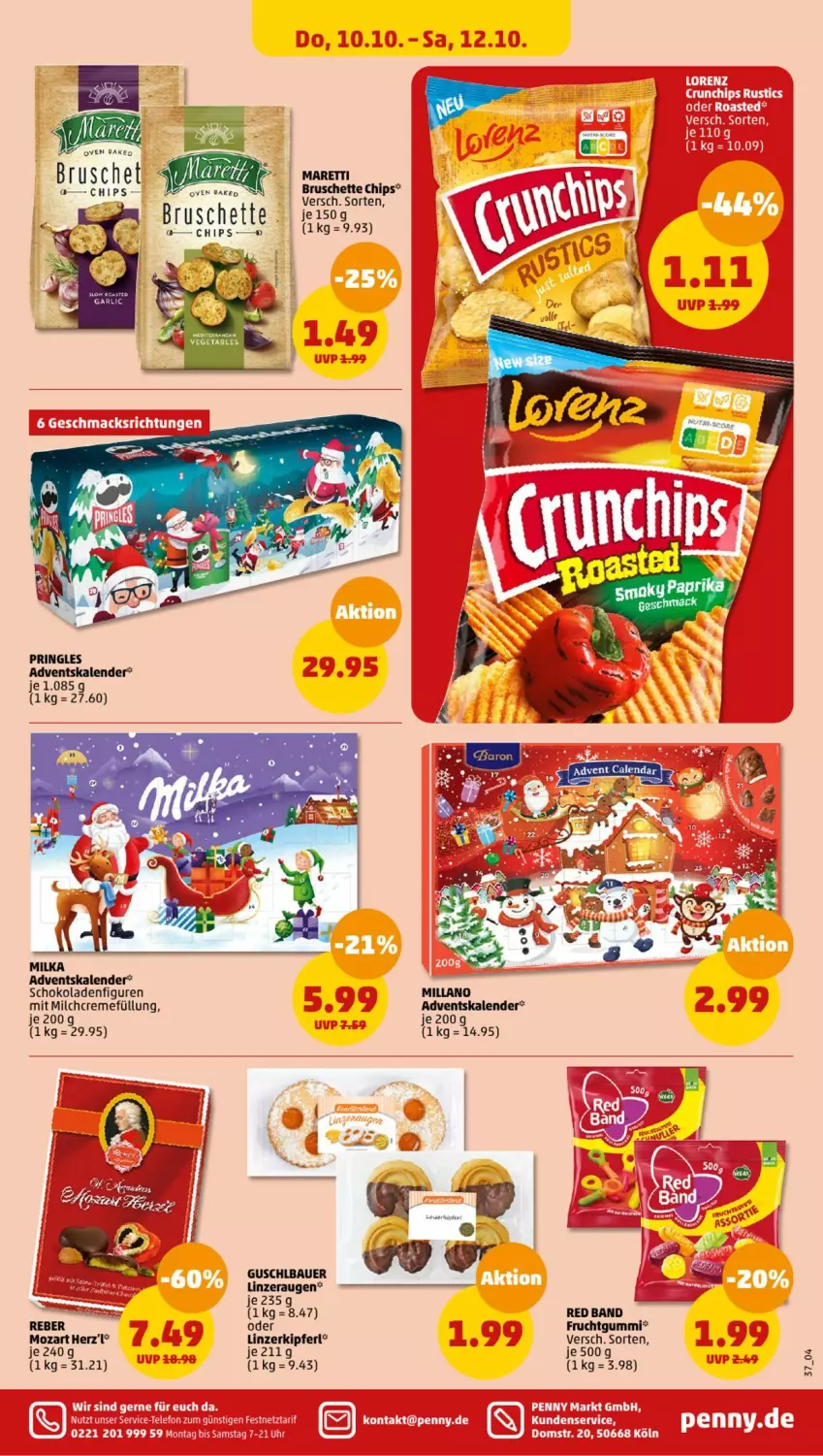 Aktueller Prospekt Penny - Prospekte - von 07.10 bis 12.10.2024 - strona 37 - produkty: Adventskalender, auer, Bau, Bauer, Bruschette, chips, creme, frucht, fruchtgummi, LG, mac, milch, milka, pringles, ring, schoko, schokolade, schokoladen, telefon, Ti