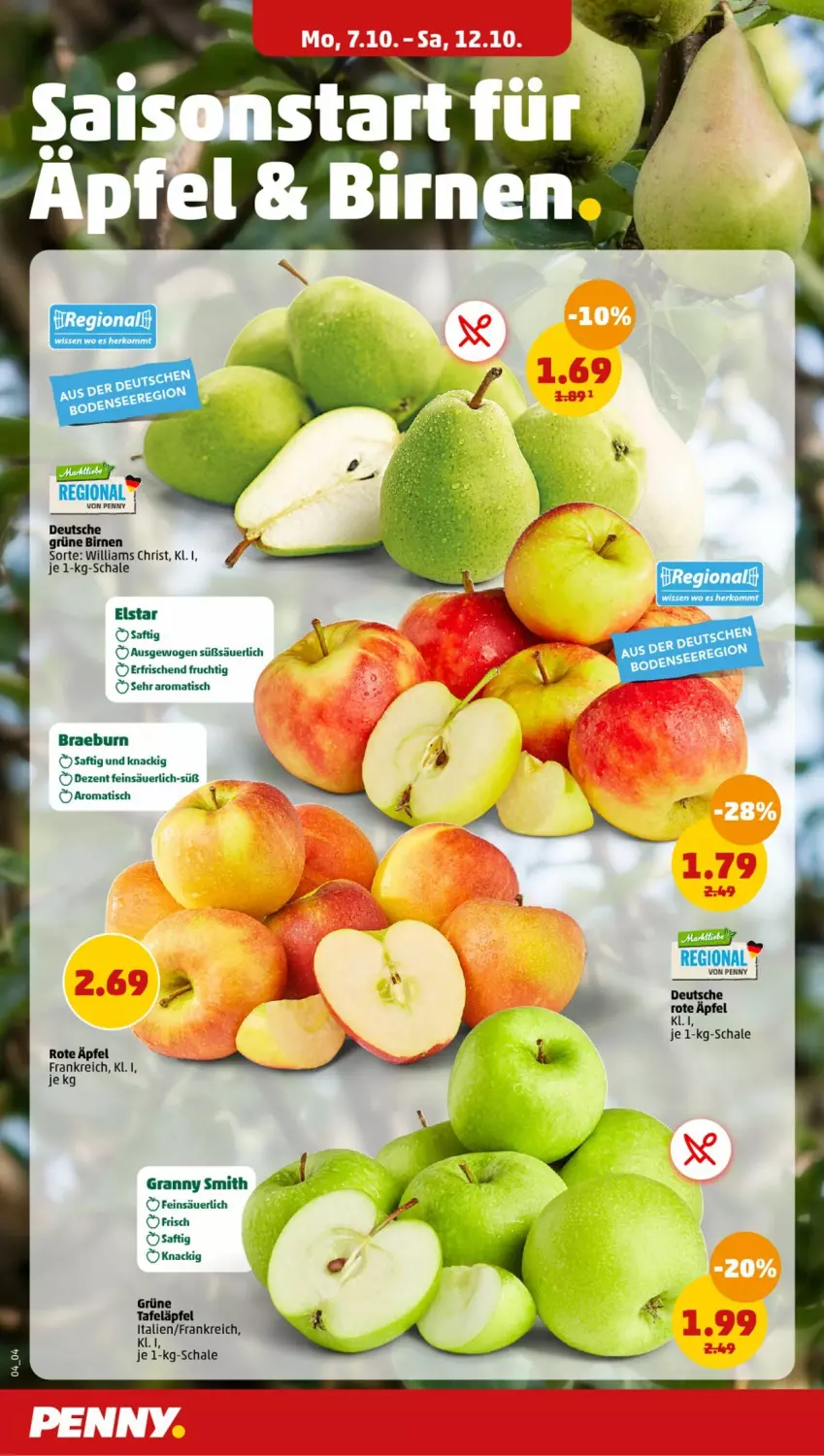 Aktueller Prospekt Penny - Prospekte - von 07.10 bis 12.10.2024 - strona 4 - produkty: Birnen, frucht, saft, Schal, Schale, tafeläpfel, Ti, tisch