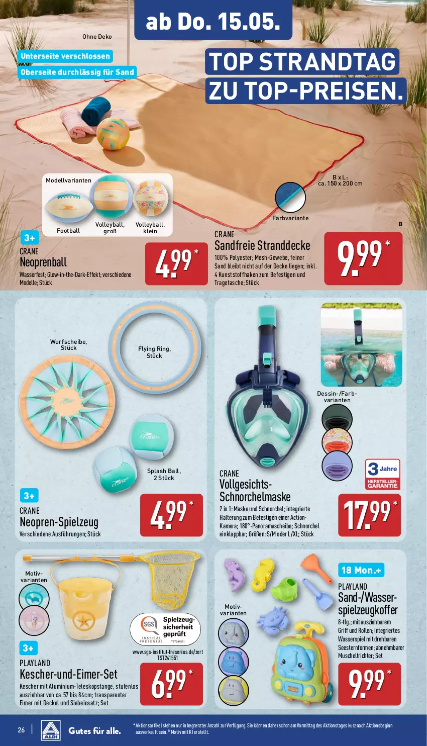 Aktueller Prospekt Aldi Nord - Von Montag - von 12.05 bis 17.05.2025 - strona 26 - produkty: ball, decke, Deckel, dell, eimer, eis, elle, ente, gin, kamera, Kescher, koffer, LG, Liege, Maske, Mode, rama, reis, Ria, ring, spielzeug, Tasche, Teleskop, Ti, top-preis, tragetasche, wasser, ZTE