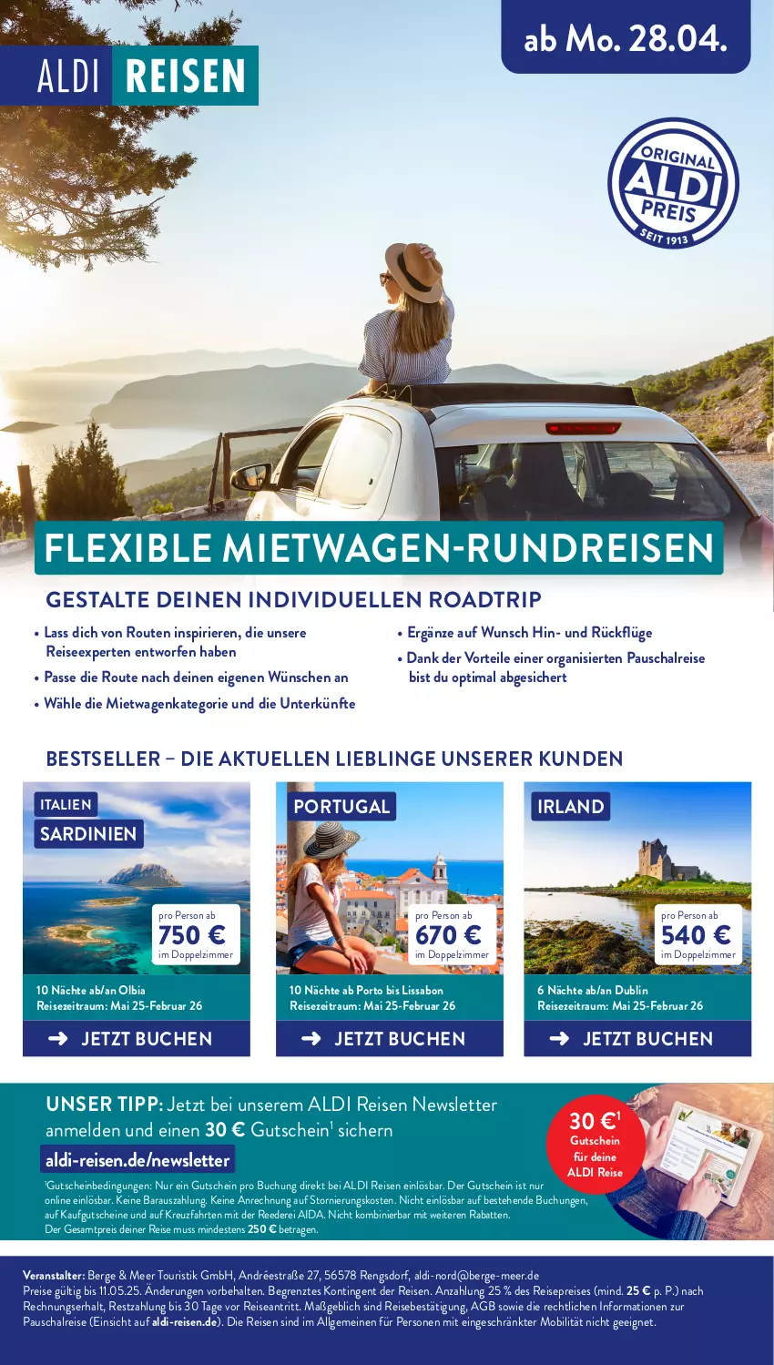 Aktueller Prospekt Aldi Nord - Von Montag - von 12.05 bis 17.05.2025 - strona 46 - produkty: aldi, buch, eis, elle, gutschein, gutscheine, kreuzfahrten, LG, reis, Schal, Ti, ZTE