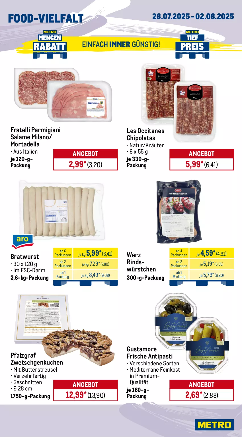 Aktueller Prospekt Metro - Wochen-Angebote - von 28.07 bis 02.08.2025 - strona 10 - produkty: angebot, antipasti, asti, bratwurst, butter, classico, creme, dell, eis, eiscreme, feinkost, kräuter, kuchen, mac, Mochi, mortadella, natur, nuss, reis, rind, sahne, schnitten, Tartufo, Ti, tiefpreis, wurst, würstchen