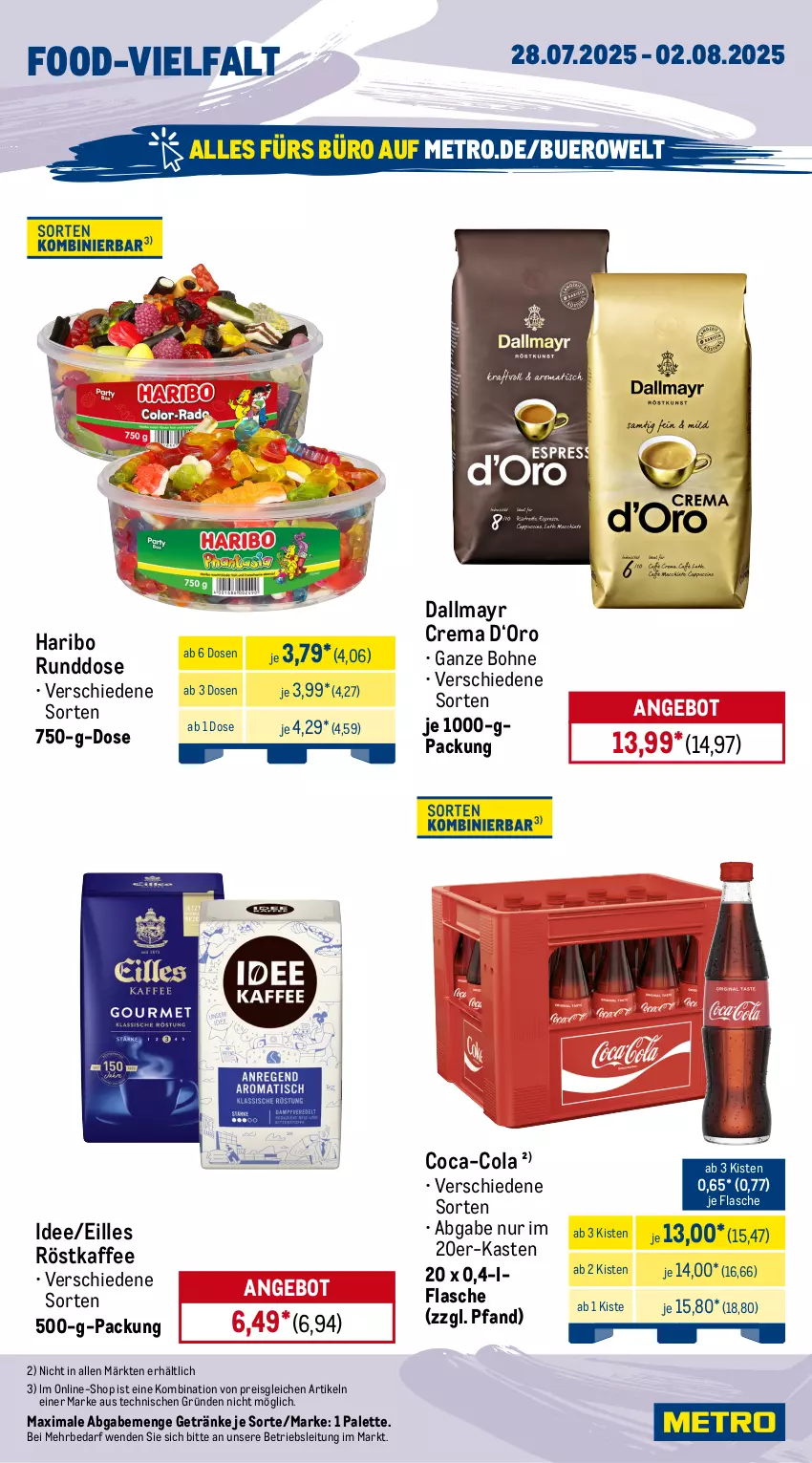 Aktueller Prospekt Metro - Wochen-Angebote - von 28.07 bis 02.08.2025 - strona 14 - produkty: Alwa, angebot, aperol, Benediktiner, bier, bohne, coca-cola, cola, dallmayr, eis, flasche, getränk, getränke, haribo, kaffee, Metro, mineralwasser, Palette, reis, röstkaffee, Spaten, Ti, volvic, wasser, weissbier