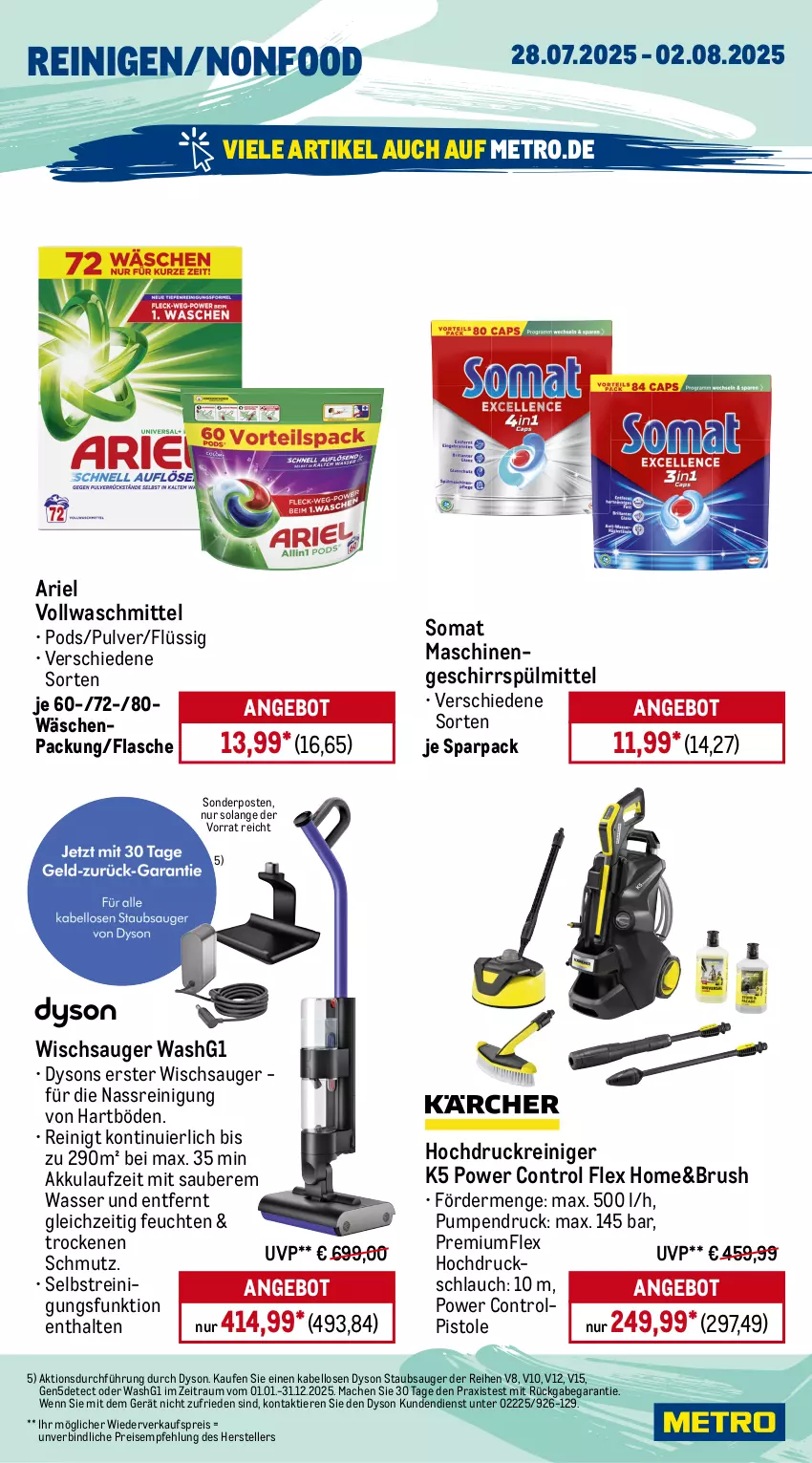 Aktueller Prospekt Metro - Wochen-Angebote - von 28.07 bis 02.08.2025 - strona 17 - produkty: akku, angebot, ariel, chardonnay, cuvée, Dyson, ecco, eis, elle, flasche, frucht, früchte, früchten, Germ, geschirr, geschirrspülmittel, getränk, getränke, hochdruckreiniger, jägermeister, kräuter, kräuterlikör, likör, mac, Meister, Metro, mm extra, orange, Palette, Pods, prosecco, puma, reiniger, Reinigung, reis, schlauch, sekt, somat, sonderposten, spülmittel, spumante, staubsauger, teller, Ti, Tiere, tisch, vollwaschmittel, waschmittel, wasser, zonin
