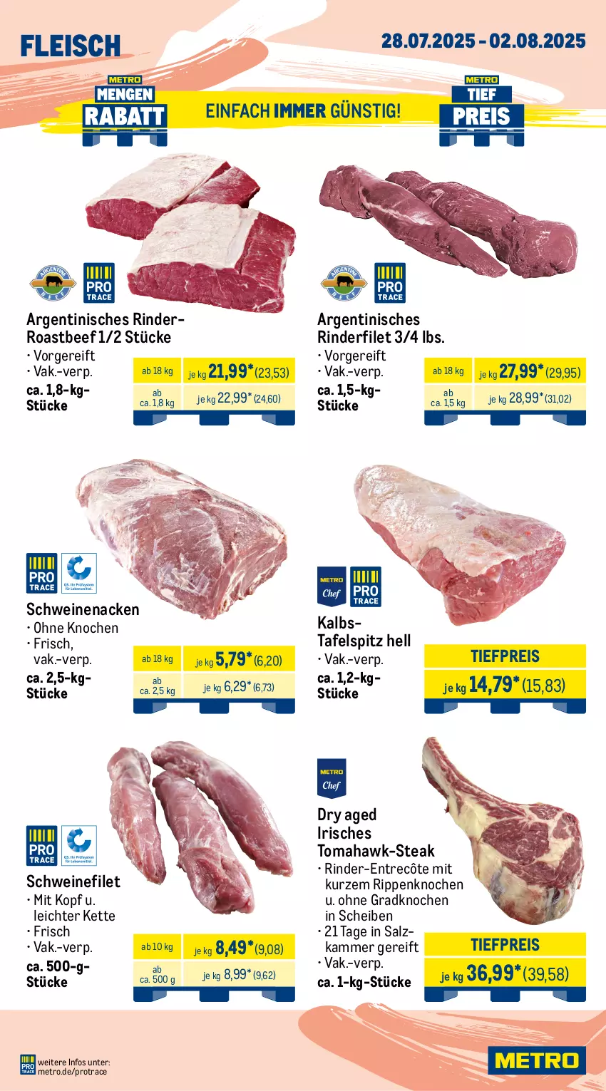Aktueller Prospekt Metro - Wochen-Angebote - von 28.07 bis 02.08.2025 - strona 2 - produkty: angebot, beef, bratwurst, brustfilet, burger, eis, entrecôte, filet, fleisch, geschnetzeltes, gewürz, gin, gyros, hähnchenbrust, hähnchenbrustfilet, hähnchenschenkel, hamburger, henkel, Kette, Metro, natur, original thüringer, reis, rind, rinder, rinderfilet, rindfleisch, ring, Rippen, roastbeef, rostbratwurst, salz, Schal, Schale, schenkel, schinken, schwein, schweine, schweinefilet, schweinenacken, steak, tafelspitz, thüringer rostbratwurst, Ti, tiefpreis, wein, weine, wurst, Zelt