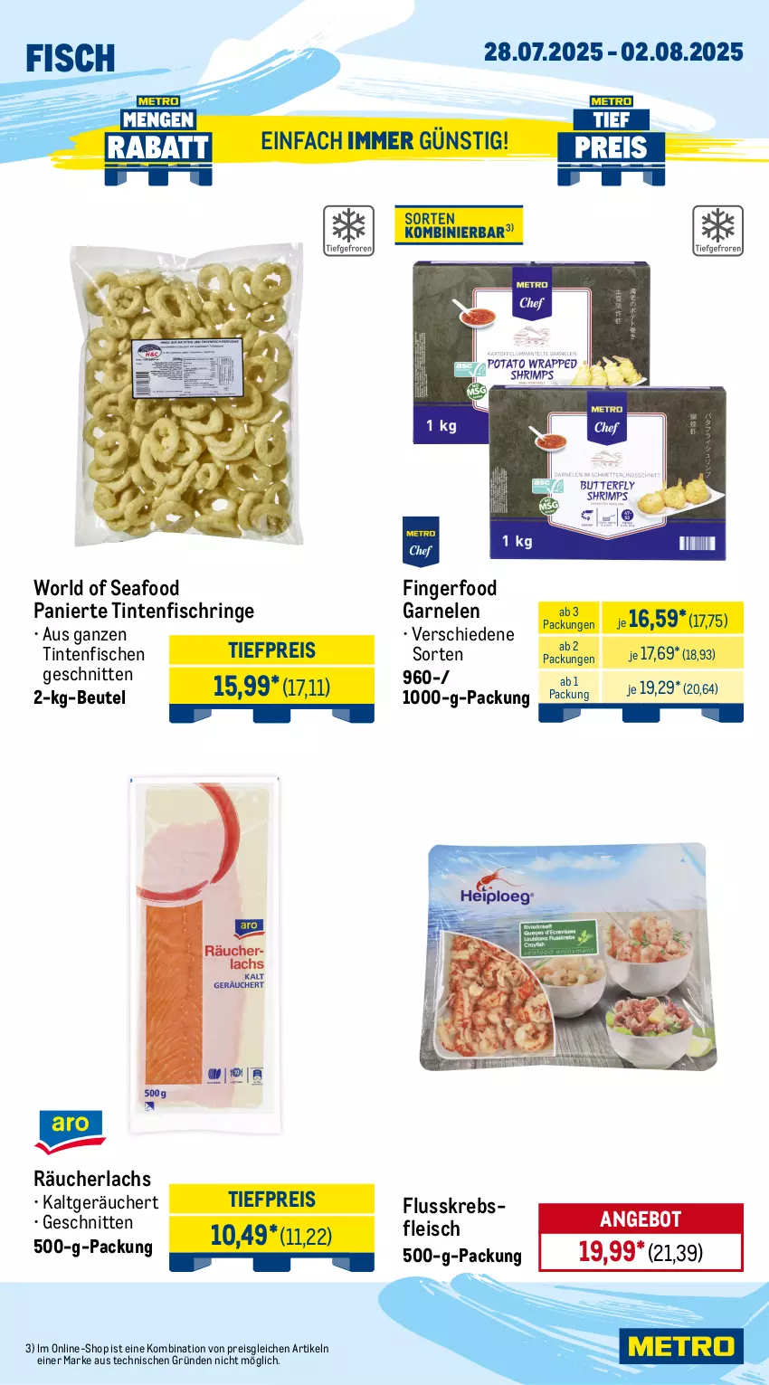 Aktueller Prospekt Metro - Wochen-Angebote - von 28.07 bis 02.08.2025 - strona 6 - produkty: angebot, beutel, bsf, eis, fisch, fische, fleisch, galiamelone, garnelen, honig, honigmelone, honigmelonen, Krebs, lachs, melone, melonen, obst, Räucherlachs, reis, ring, schnitten, Ti, tiefpreis, Tintenfischringe, wasser, wassermelone, wassermelonen