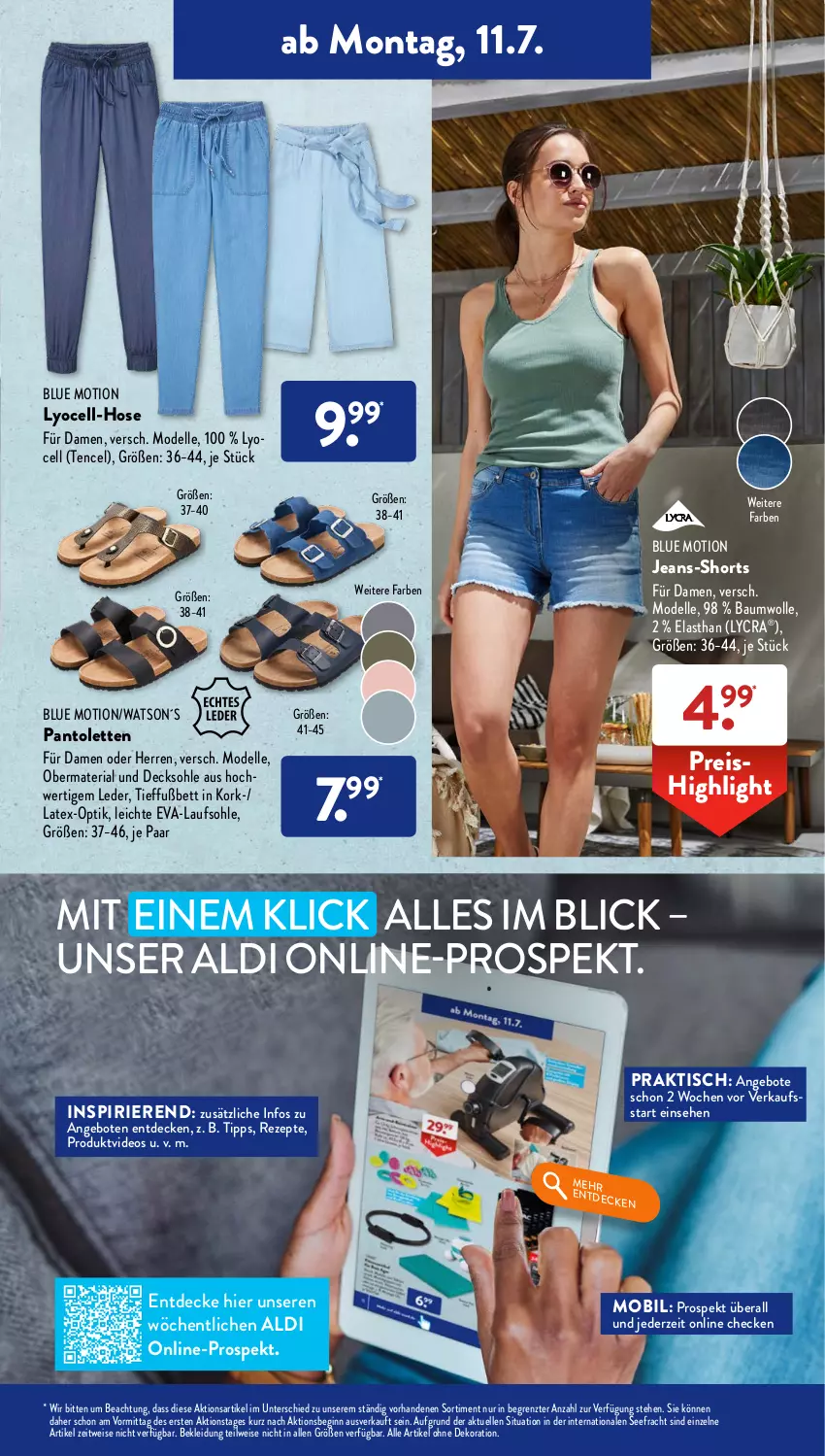 Aktueller Prospekt AldiSud - IN ZWEI WOCHEN - von 11.07 bis 16.07.2022 - strona 5 - produkty: aldi, alle artikel ohne dekoration, angebot, angebote, Bau, baumwolle, bett, decke, decksohle, dekoration, dell, deo, eis, elle, gin, hose, jeans, kleid, Kleidung, Mode, pantolette, pantoletten, reis, rezept, rezepte, Ria, shorts, Ti, tisch, wolle, Yo, ZTE