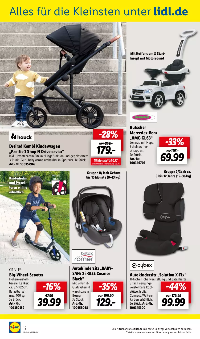 Aktueller Prospekt Lidl - Aktuelle Onlineshop-Highlights - von 01.01 bis 31.01.2023 - strona 12 - produkty: auto, Bau, Caviar, Cif, crivit, Dreirad, gefu, Kinder, Kindersitz, Kinderwagen, koffer, kopfstütze, lack, Liege, ndk, scooter, Sport, Ti, Wanne, ZTE