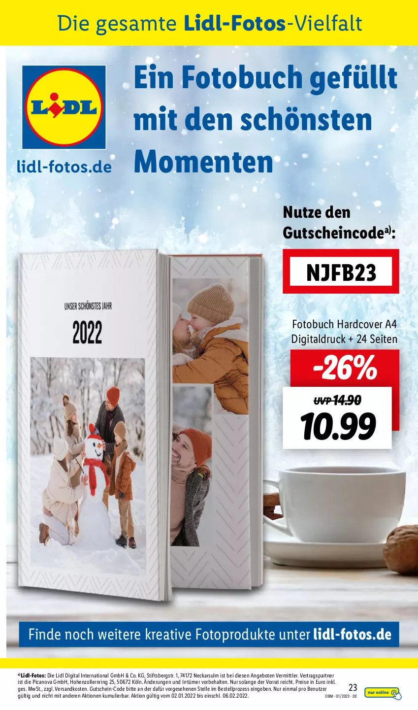 Aktueller Prospekt Lidl - Aktuelle Onlineshop-Highlights - von 01.01 bis 31.01.2023 - strona 23 - produkty: angebot, angebote, buch, eis, elle, ente, Fotobuch, gutschein, ndk, reis, ring, Ti