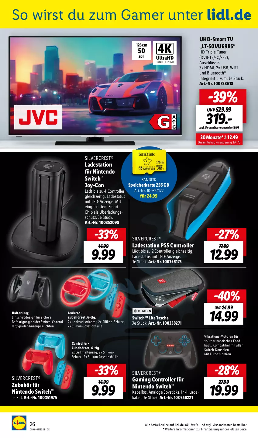 Aktueller Prospekt Lidl - Aktuelle Onlineshop-Highlights - von 01.01 bis 31.01.2023 - strona 26 - produkty: adapter, Bau, deka, dvb, DVB-T, HDMI, ladekabel, Leuchte, leuchten, LG, ndk, nintendo, Nintendo Switch, Roller, sandisk, silvercrest, smart tv, speicherkarte, Spiele, Tasche, Ti, tisch, tuner, uhd, usb, ZTE