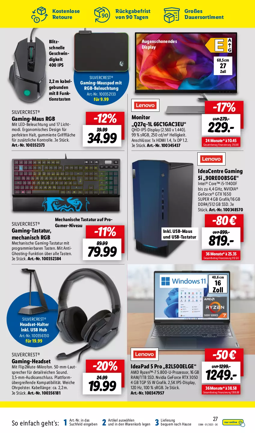 Aktueller Prospekt Lidl - Aktuelle Onlineshop-Highlights - von 01.01 bis 31.01.2023 - strona 27 - produkty: auer, beleuchtung, elle, gaming-headset, geforce, gtx, HDMI, Headset, Intel, ips-display, korb, lautsprecher, led-beleuchtung, LG, Maus, mit led-beleuchtung, monitor, nivea, nvidia, nvidia geforce, reifen, rtx, ryzen, silvercrest, ssd, Tastatur, Ti, usb