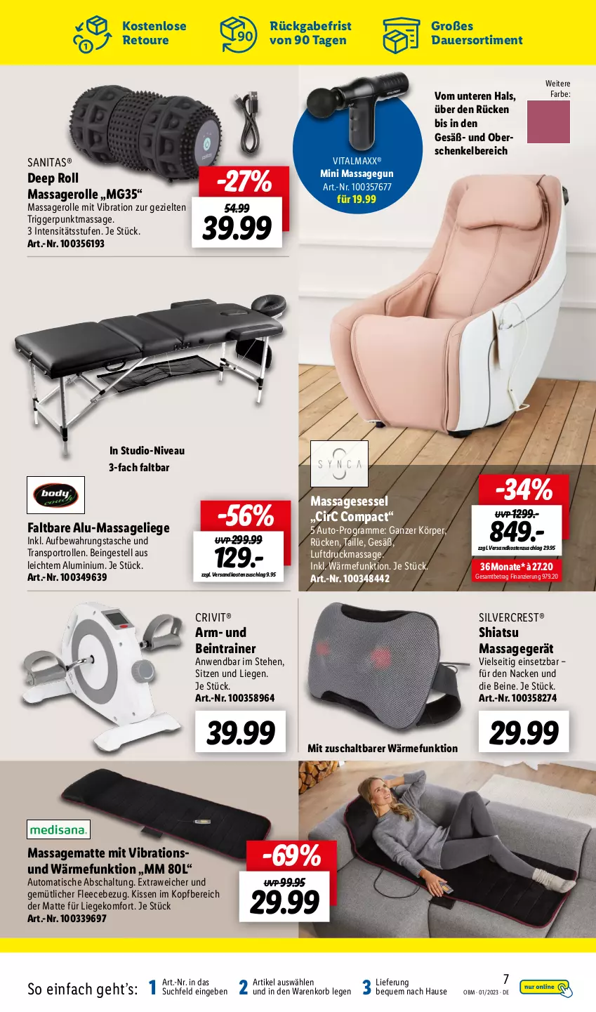 Aktueller Prospekt Lidl - Aktuelle Onlineshop-Highlights - von 01.01 bis 31.01.2023 - strona 7 - produkty: auer, aufbewahrungstasche, auto, crivit, henkel, kissen, korb, Liege, Massagegerät, ndk, nivea, Schal, schenkel, sessel, silvercrest, Sport, Tasche, Ti, tisch, vita, vitalmaxx