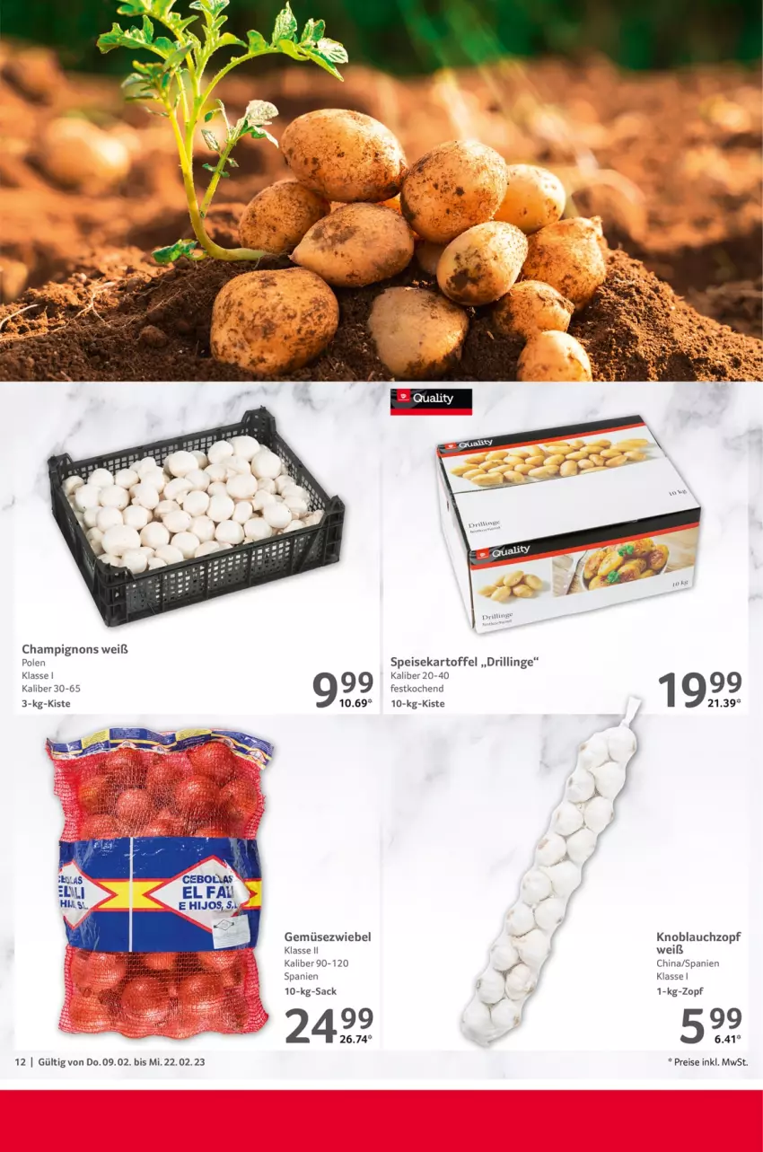 Aktueller Prospekt Selgros - Gastronomie - von 09.02 bis 22.02.2023 - strona 12 - produkty: champignon, champignons, eis, Gemüsezwiebel, kartoffel, knoblauch, reis, sac, Ti, zwiebel