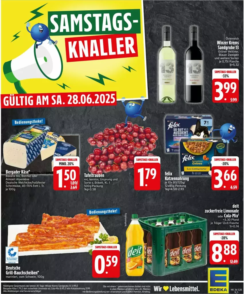 Aktueller Prospekt Edeka - Prospekte - von 23.06 bis 28.06.2025 - strona 28 - produkty: Abtei, Bau, bauchscheiben, bergader, deka, eier, flasche, grill, grüner veltliner, Käse, limo, limonade, schnittkäse, Ti, weichkäse, ZTE, zucker