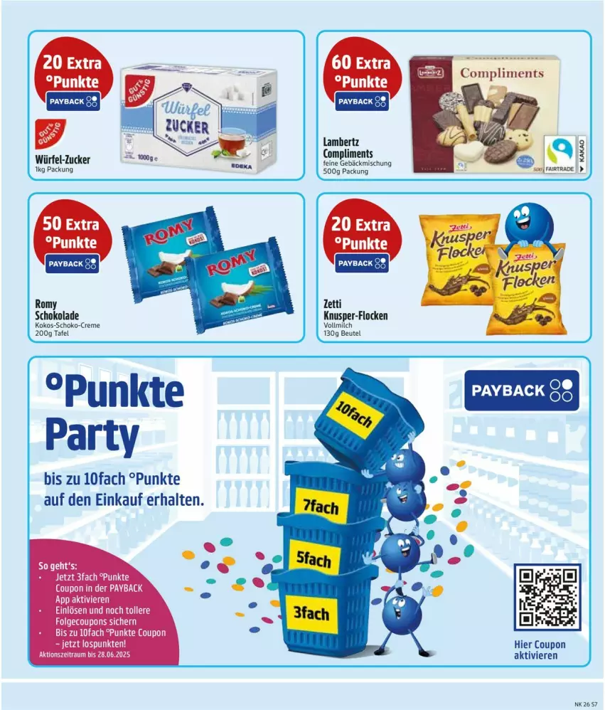 Aktueller Prospekt Edeka - Prospekte - von 23.06 bis 28.06.2025 - strona 7 - produkty: Amber, beutel, coupon, creme, Feine Gebäckmischung, gebäckmischung, kokos, lambertz, milch, payback, schoko, schokolade, Ti, vollmilch, würfel, zucker