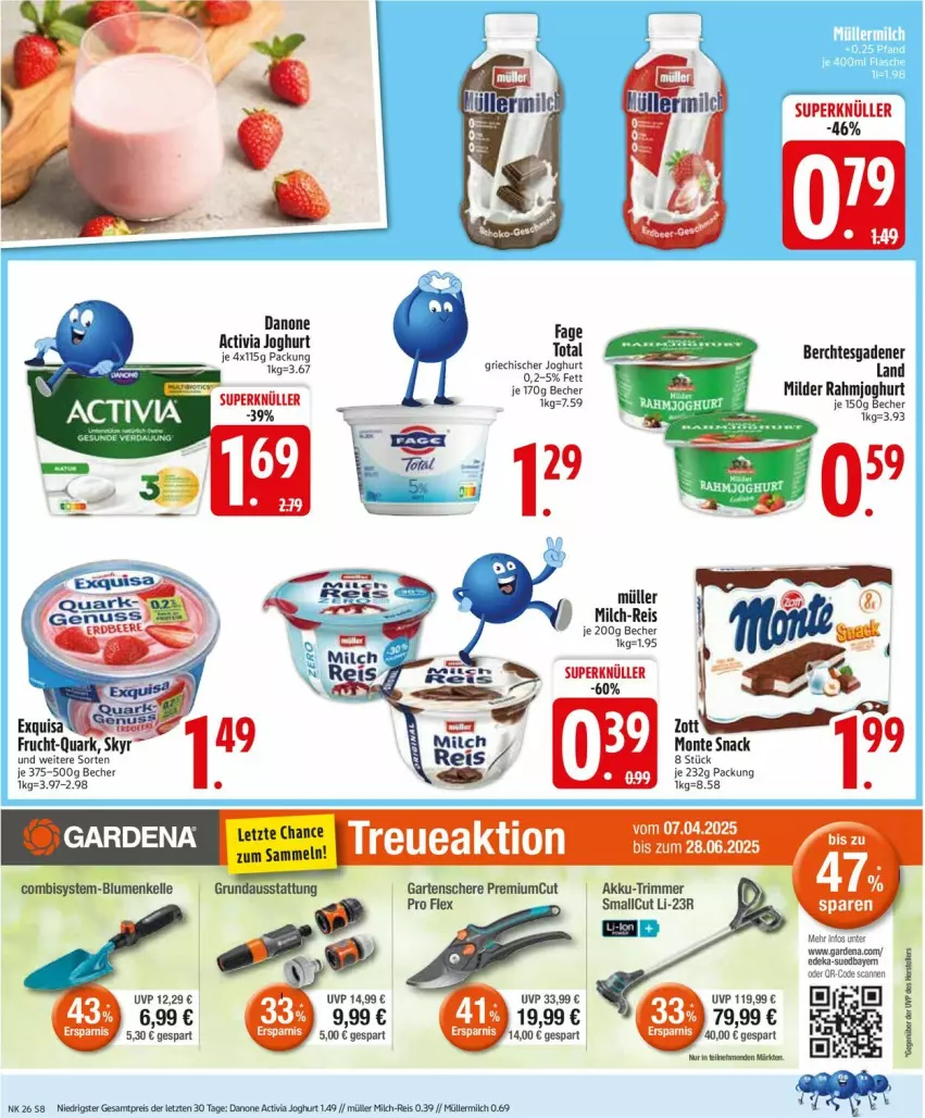 Aktueller Prospekt Edeka - Prospekte - von 23.06 bis 28.06.2025 - strona 8 - produkty: activia, activia joghurt, Becher, danone, danone activia, deka, eis, elle, gardena, joghur, joghurt, milch, Müller, müllermilch, rahmjoghurt, reis, teller, Ti, ZTE