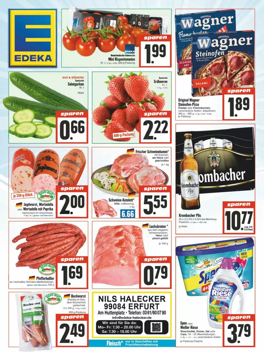 Aktueller Prospekt Edeka - Prospekte - von 17.02 bis 24.02.2024 - strona 1 - produkty: bockwurst, Cap, deka, dell, ente, gin, jagdwurst, mit paprika, mortadella, Ofen, original wagner, paprika, pizza, schwein, schweine, steinofen, telefon, uhr, wagner, wein, weine, wurst