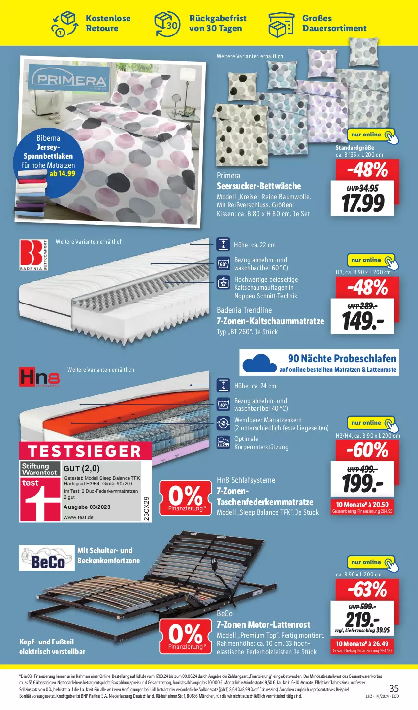 Aktueller Prospekt Lidl - Aktionsprospekt - von 02.04 bis 06.04.2024 - strona 47 - produkty: asti, auer, Bad, Bau, baumwolle, beco, bett, bettwäsche, dell, eimer, eis, erde, federkern, federkernmatratze, Hela, Holz, kaltschaummatratze, kernmatratze, kissen, korb, latte, lattenrost, Liege, matratze, matratzen, Mode, reine baumwolle, reis, Ria, schauma, Schaummatratze, seersucker, Seersucker-Bettwäsche, spannbettlaken, Tasche, taschen, taschenfederkernmatratze, Ti, tisch, wolle