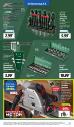 Gazetka promocyjna Lidl - Aktionsprospekt - Gazetka - ważna od 06.04 do 06.04.2024 - strona 39 - produkty: akku, angebot, aust, Bau, Baustoffe, coupon, eis, ente, Holz, ladegerät, latte, Parkside, Persona, reis, Ria, säge, schrauben, Schraubendreher, Steckschlüsselsatz, Tauchsäge, telefon, Telefonzange, Ti, tisch, wandhalterung, wasser, Wasserpumpenzange, werkzeug, Werkzeughalter