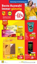 Gazetka promocyjna Lidl - Aktionsprospekt - Gazetka - ważna od 06.04 do 06.04.2024 - strona 50 - produkty: Dr. Oetker, drink, eis, elle, energy drink, leibniz, monster, Monster Energy, ndk, pudding, reis, Schal, Schale, tee, teekanne, teller, Ti