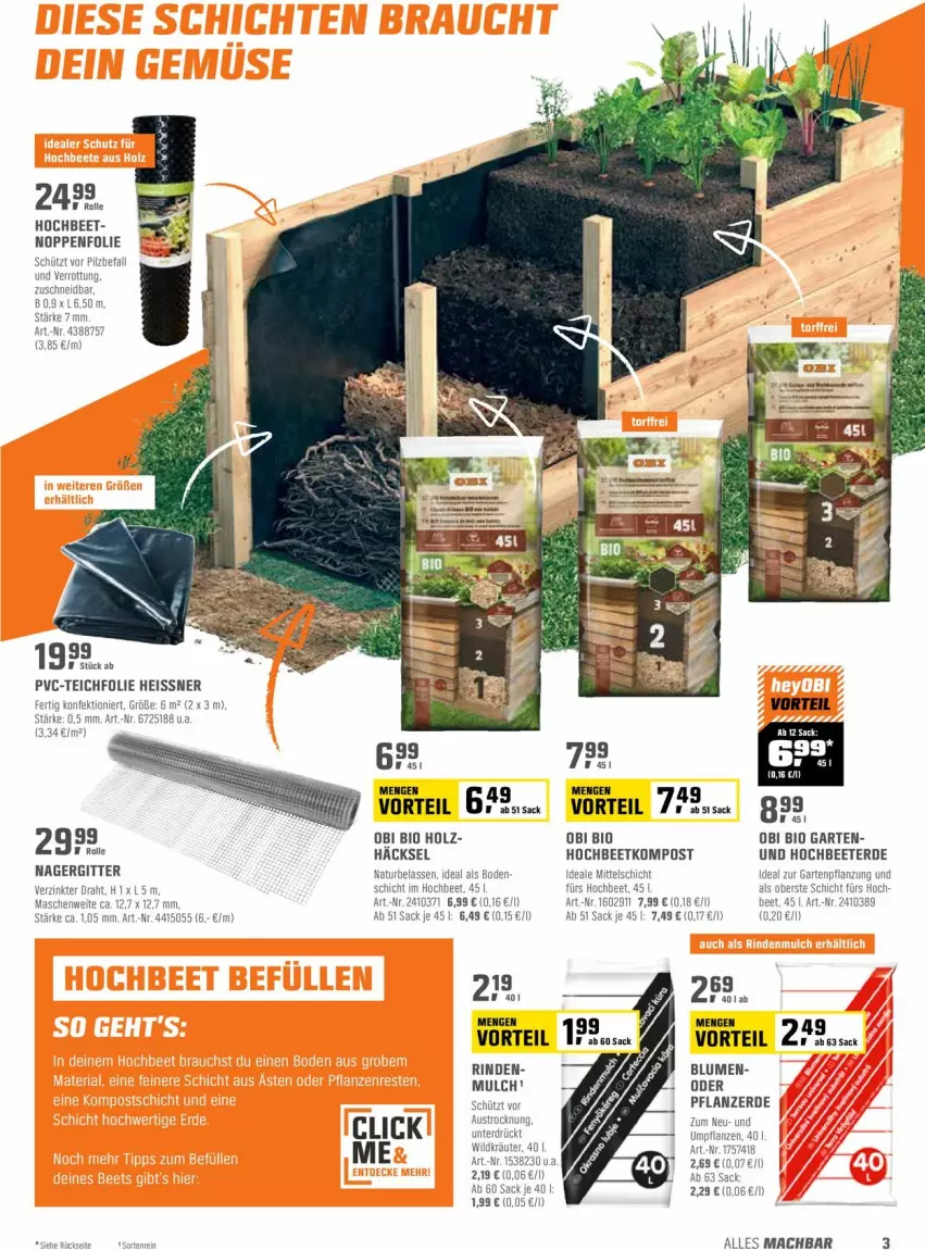 Aktueller Prospekt Obi - Prospekte - von 03.05 bis 15.05.2022 - strona 3 - produkty: bio, blume, blumen, eis, erde, Garten, Holz, mac, pflanze, pflanzen, pflanzerde, sac, Ti