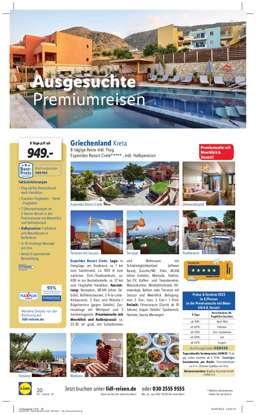 Aktueller Prospekt Lidl - Themenflyer Oktober 2022 - von 12.10 bis 14.12.2022 - strona 20 - produkty: buch, bügel, dusche, eis, elle, hama, inklusivleistungen, kaffee, Kocher, kühlschrank, lion, mac, mam, pool, pril, reis, reiseveranstalter, rezept, rum, schlafzimmer, Schrank, tee, telefon, Ti, uhr, wasser, wasserkocher, Whirlpool, zimmerbeispiel