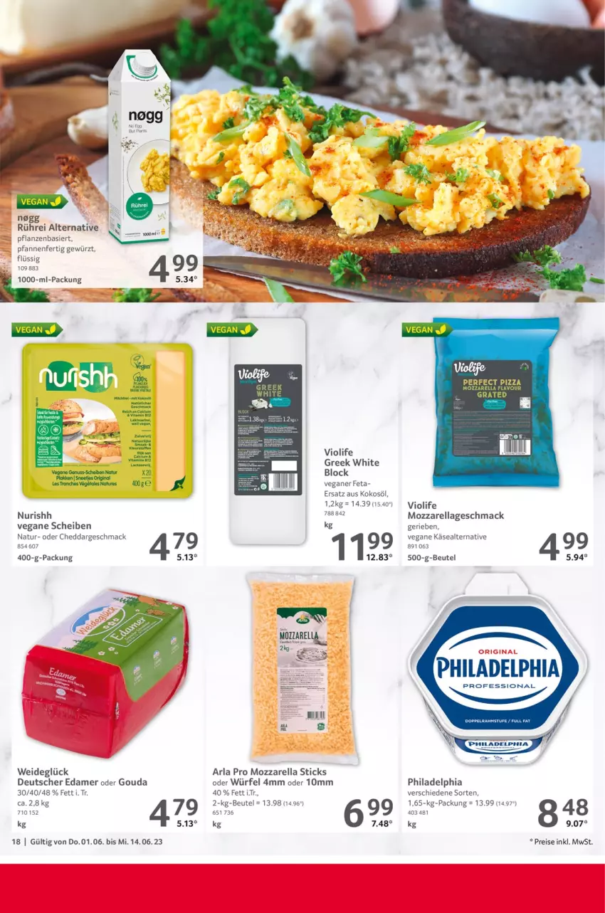 Aktueller Prospekt Selgros - Gastronomie - von 01.06 bis 14.06.2023 - strona 18 - produkty: arla, beutel, cheddar, doppelrahmstufe, edamer, eis, feta, gewürz, gouda, Käse, kokos, kokosöl, mac, mozzarella, natur, pfanne, pfannen, pflanze, pflanzen, philadelphia, reis, rel, Ti, würfel