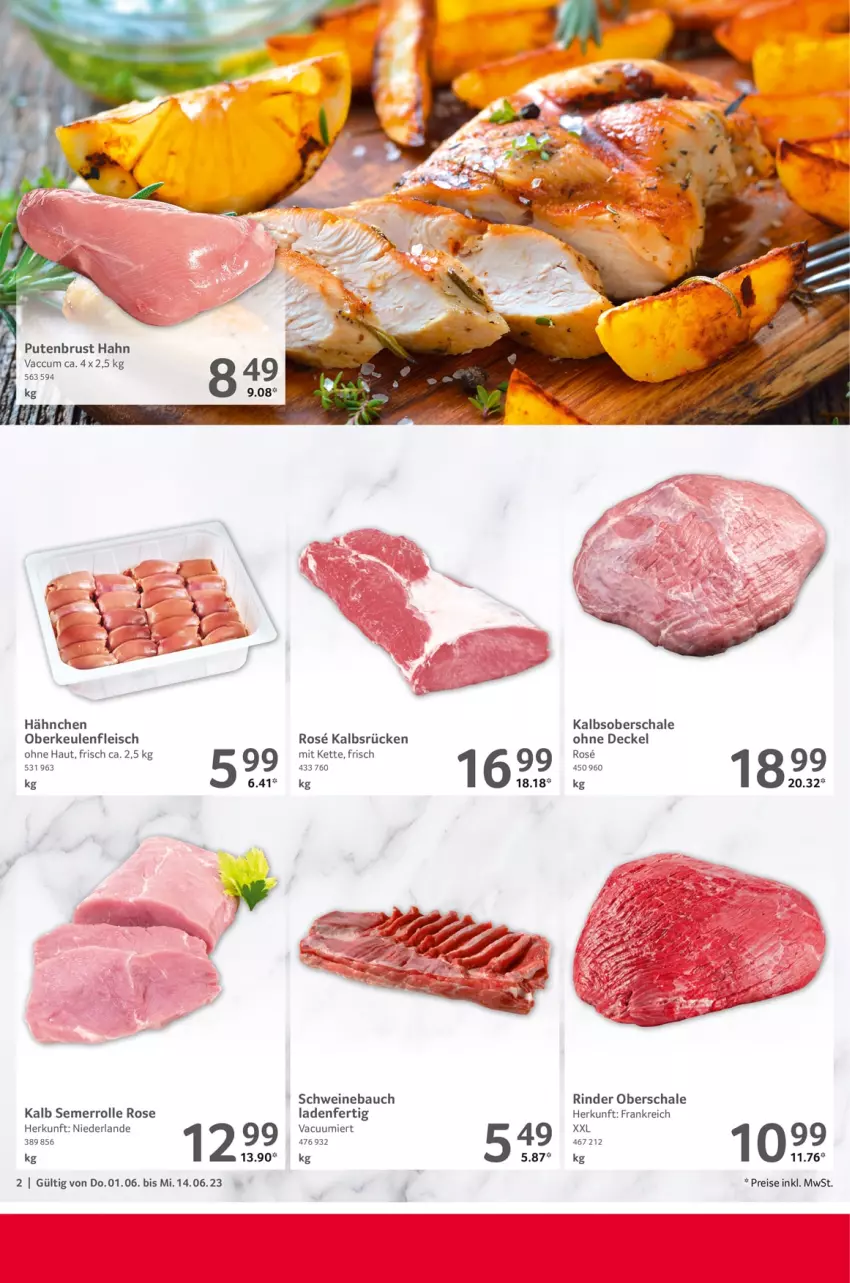 Aktueller Prospekt Selgros - Gastronomie - von 01.06 bis 14.06.2023 - strona 2 - produkty: ACC, Bau, decke, Deckel, eis, fleisch, Kette, pute, putenbrust, reis, rind, rinder, Schal, Schale, schwein, schweine, Schweinebauch, Ti, wein, weine