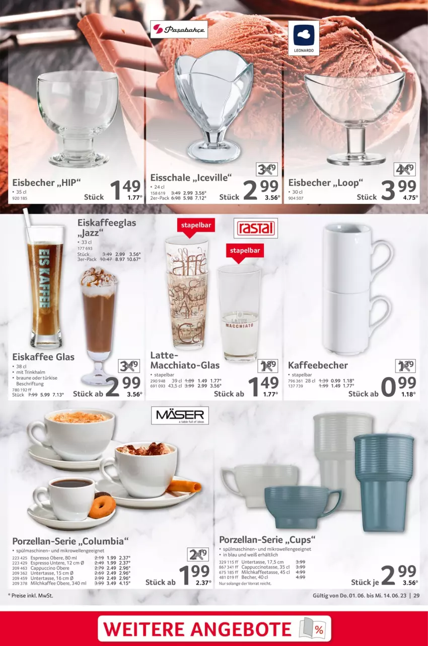 Aktueller Prospekt Selgros - Gastronomie - von 01.06 bis 14.06.2023 - strona 29 - produkty: ACC, Becher, braun, Cap, cappuccino, chia, cin, Columbia, eis, eisbecher, eiskaffee, elle, espresso, kaffee, kaffeebecher, latte, mac, macchiato, mikrowelle, milch, reis, Schal, Schale, spülmaschinen, tasse, Ti