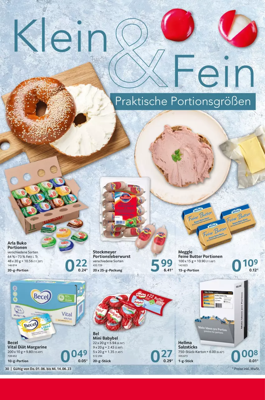 Aktueller Prospekt Selgros - Gastronomie - von 01.06 bis 14.06.2023 - strona 30 - produkty: arla, arla buko, babybel, becel, Buko, butter, leberwurst, margarine, meggle, mini babybel, salz, stockmeyer, Ti, vita, wurst