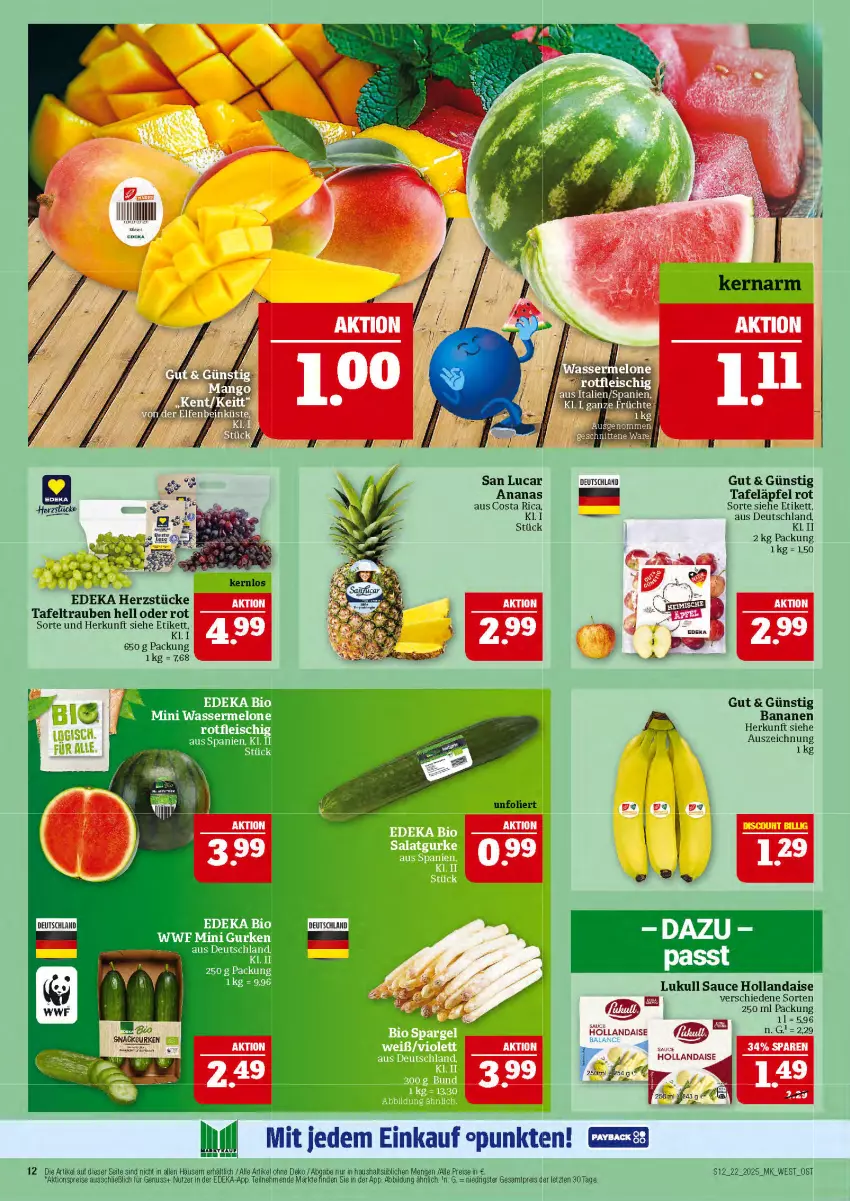 Aktueller Prospekt Marktkauf - Prospekt - von 25.05 bis 31.05.2025 - strona 12 - produkty: aktionspreis, ananas, arla, banane, bananen, deka, eis, hollandaise, lukull, nuss, reis, sauce, sauce hollandaise, tafeläpfel, tafeltrauben, Ti, trauben, ZTE
